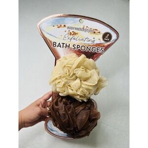 Body Prescriptions Unisex Household‎ 2-Pack Exfoliating Bath Sponges Beige/Brown